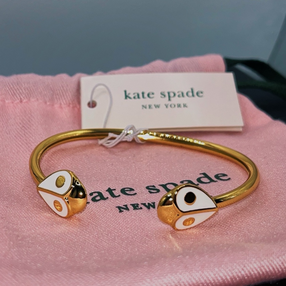 Kate Spade NWT Gold Minimalist Lady Bug Bangle with Pink Dustbag
